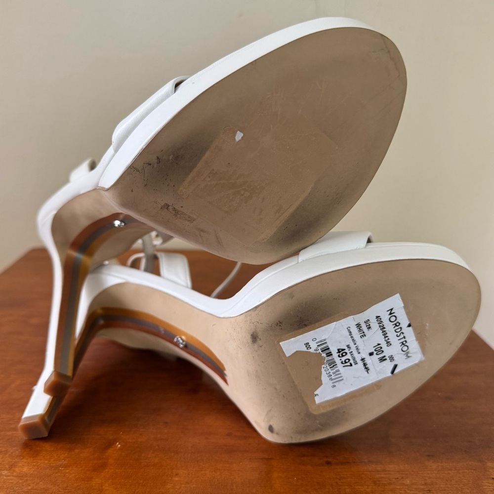 Sam Edelman Jade Ankle Strap Heel Sandals in White NEW Size 10 - Picture 7 of 8